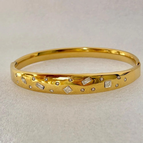 Luxury Gold-Plated Crystal Cuff Bangle Bracelet for Women