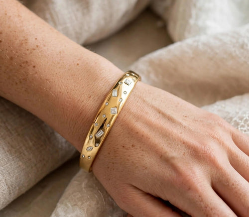 Luxury Gold-Plated Crystal Cuff Bangle Bracelet for Women