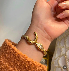 Snake Shaped Gold Bracelet for Women