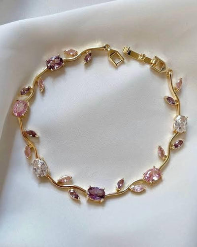 Multicolor Gemstone Gold-Tone Bracelet – Elegant Statement Jewelry